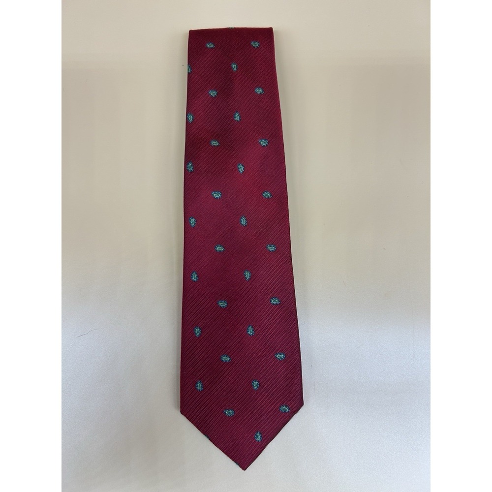 Ermenegildo Zegna Silk Tie Red Blue Neat Pattern Italy 57" 3.25"